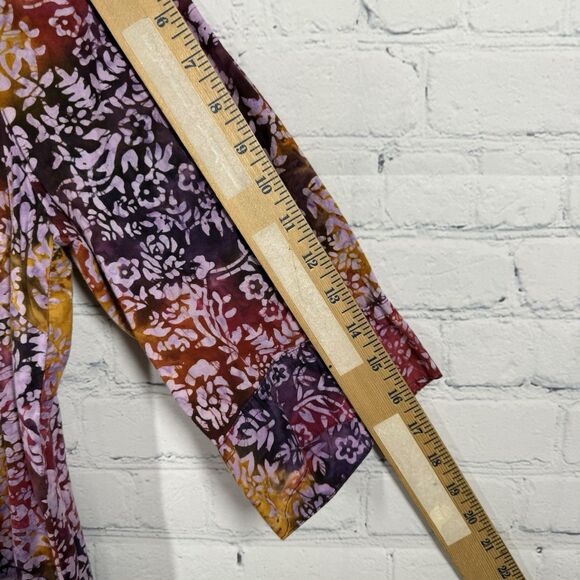 Catherines Blouse Women Size 0X Multicolor Button 3/4 Sleeve Artsy Abstract Top - Picture 8 of 10